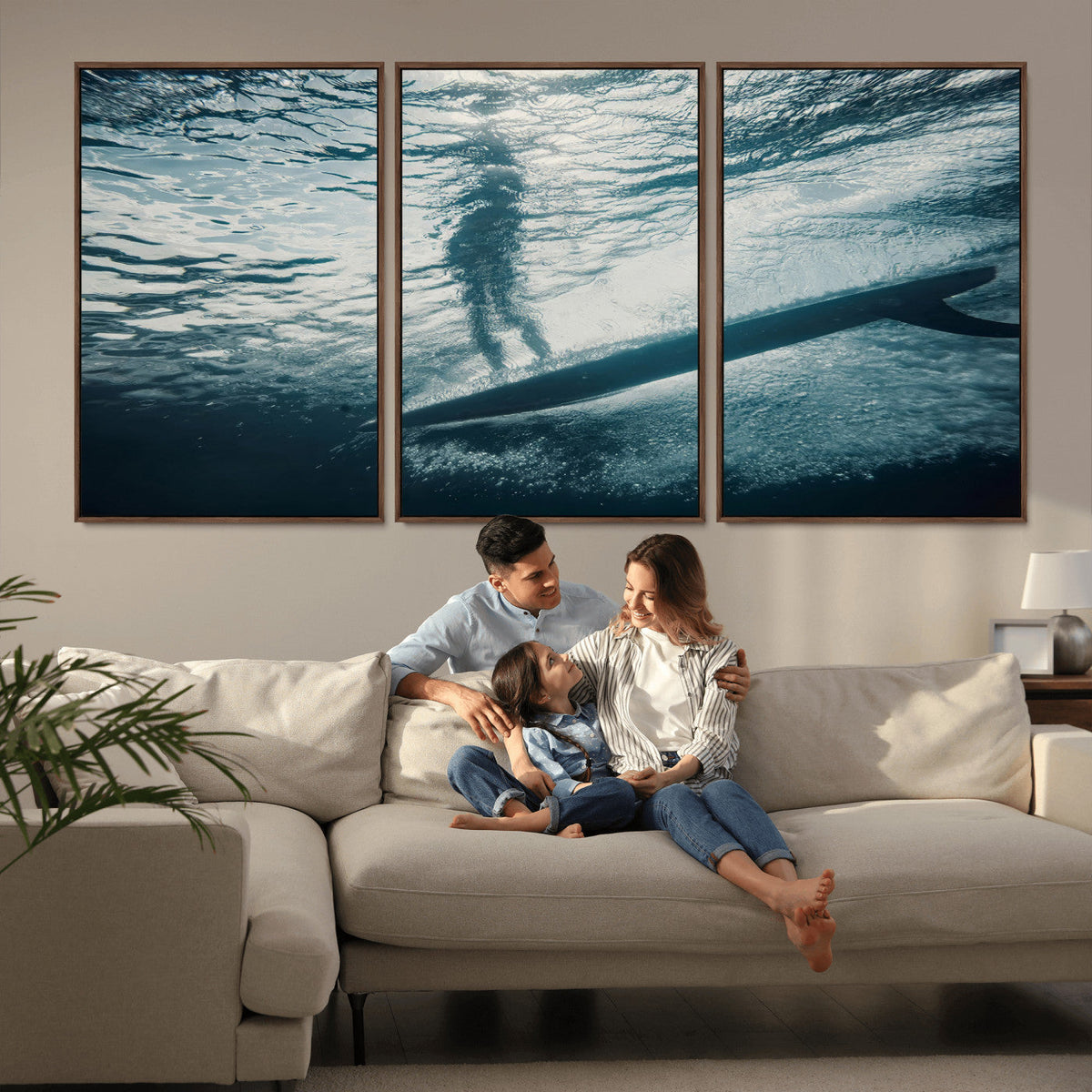 Underwater Surf Wall Art | Framed Ocean Wave Canvas Artwork