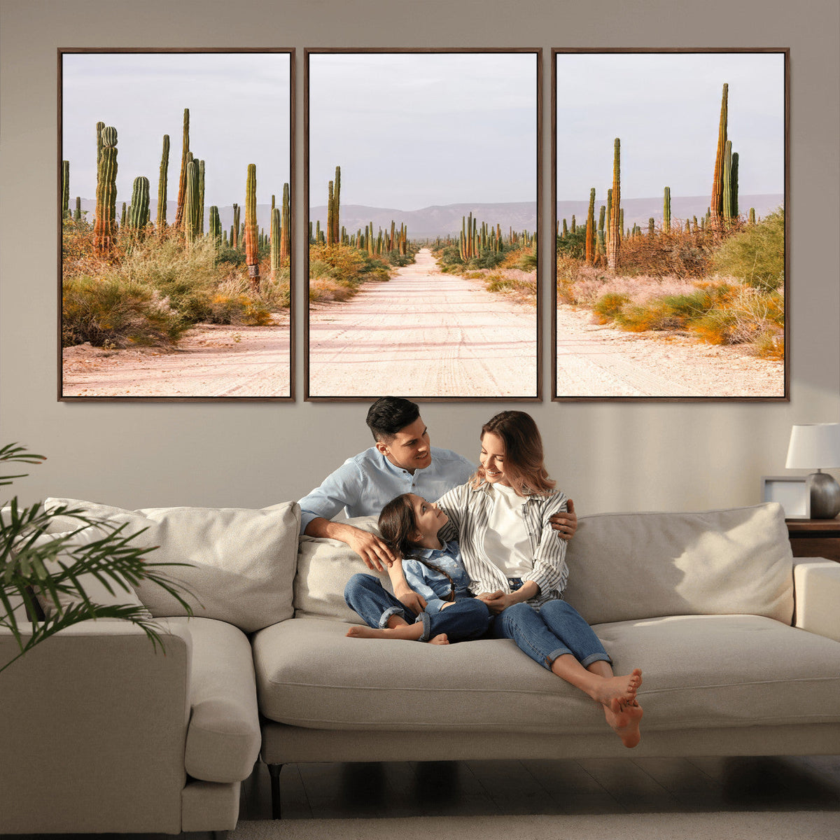 Desert Cactus Wall Art | Framed Southwestern Canvas Artwork