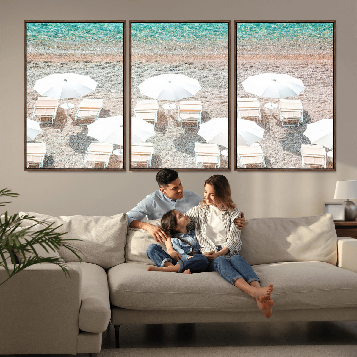 Calm Beach Wall Art | Framed Turquoise Water Canvas Artwork