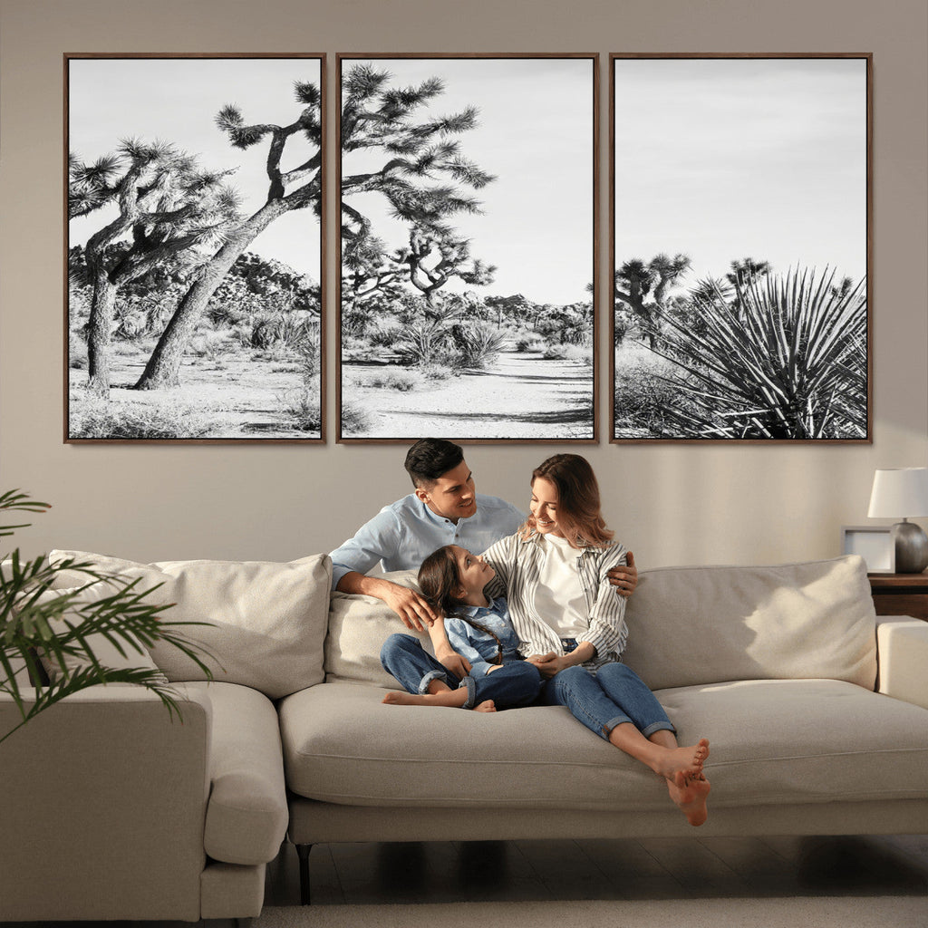 Joshua Tree Wall Art | Black & White Canvas Print, Nature Serenity Decor