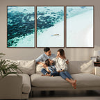 Minimal Beach Wall Art | Framed Ocean Swimming Canvas
