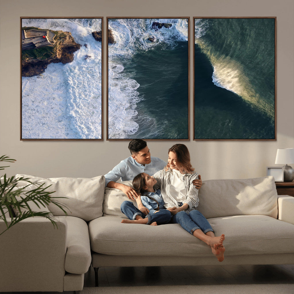 Ocean Wave Wall Art | Aerial Coastal View Canvas Artwork