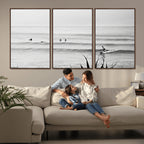 Surfer Silhouette Wall Art | Framed Calm Ocean Canvas