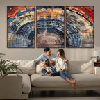 Tree Rings Wall Art Canvas Print, Framed Petrified Wood Art, Modern Rustic Decor