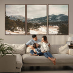 Mountain Landscape Wall Art Canvas Print, Framed Snowy Peaks Alpine Winter
