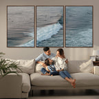 Ocean Waves Wall Art Canvas Print, Framed Coastal Serenity Surf Scene