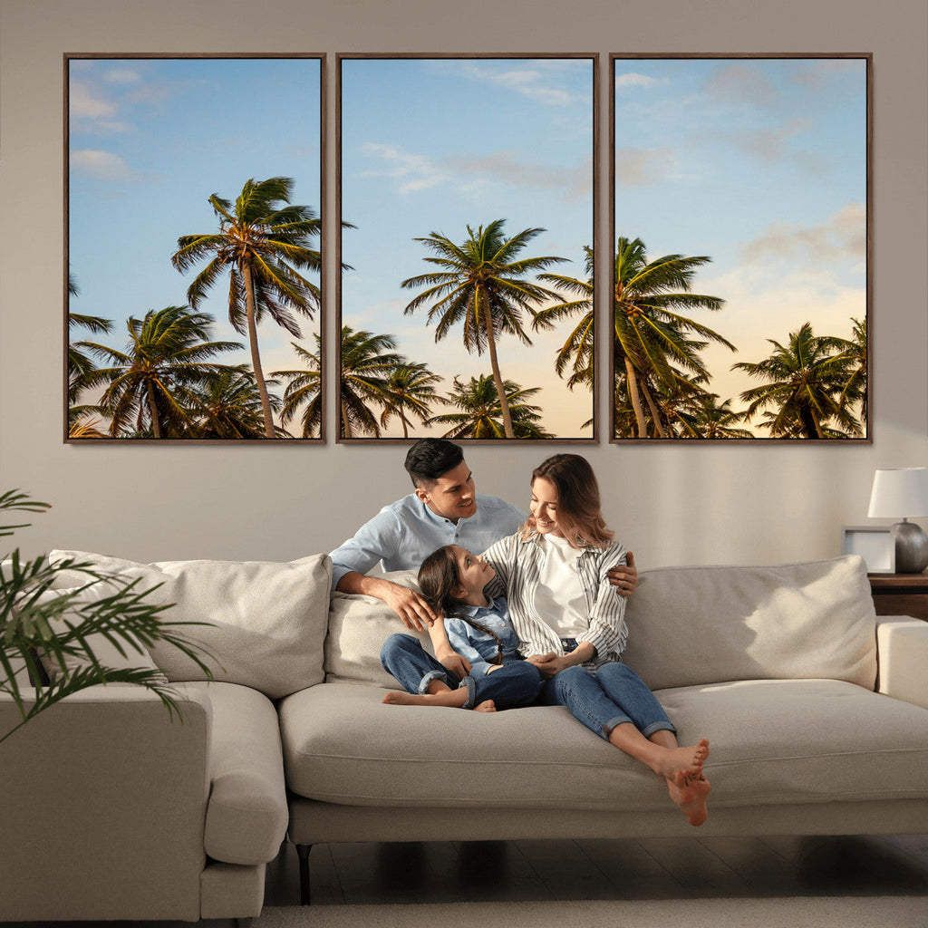 Palms Wall Art Canvas Print, Framed Tropical Coastal Nature Scene