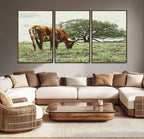 Texas Longhorn Wall Art Canvas Print, Rustic Western Ranch