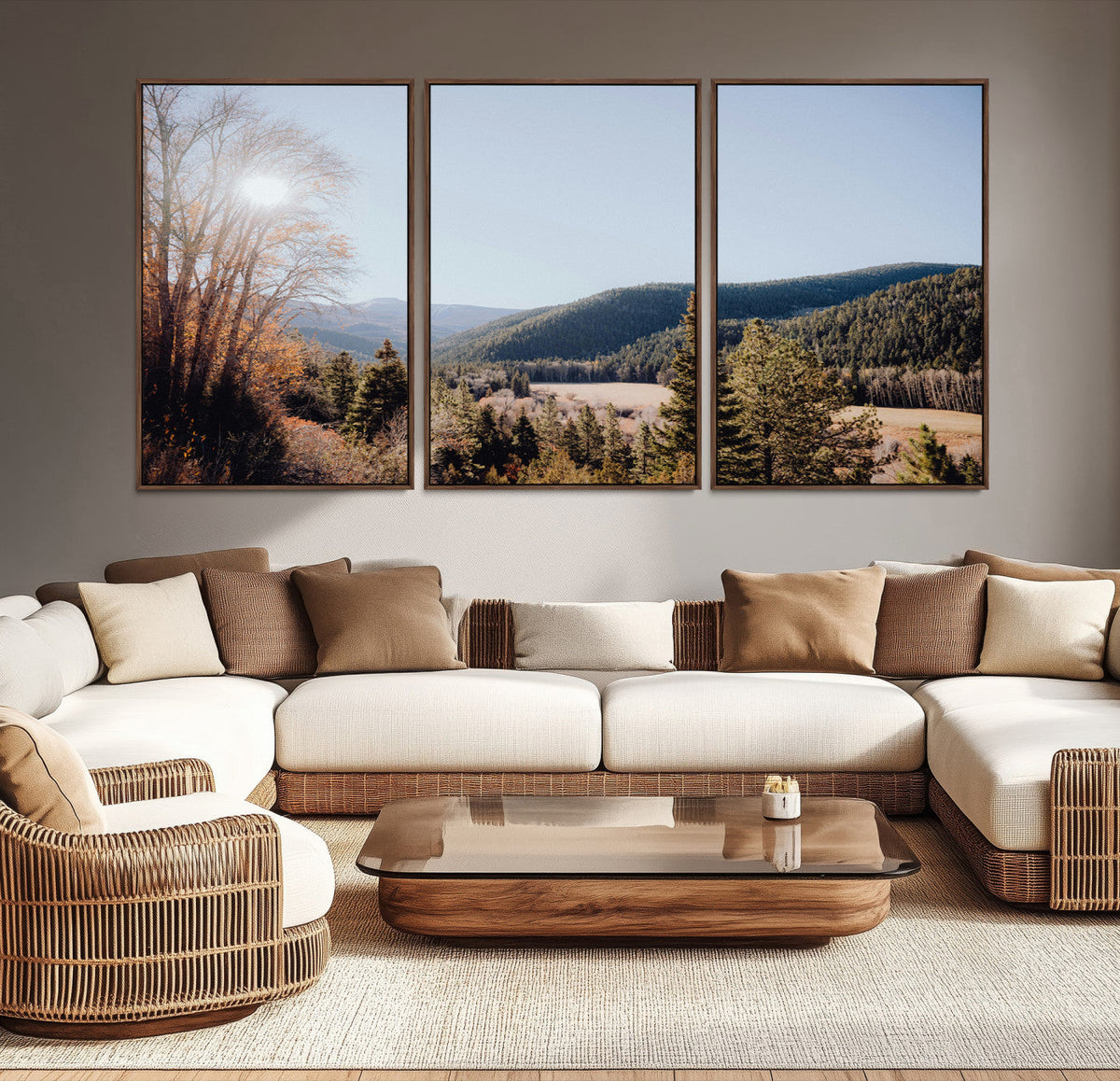 Rustic Landscape Wall Art Canvas Print, Serene Valley Scene