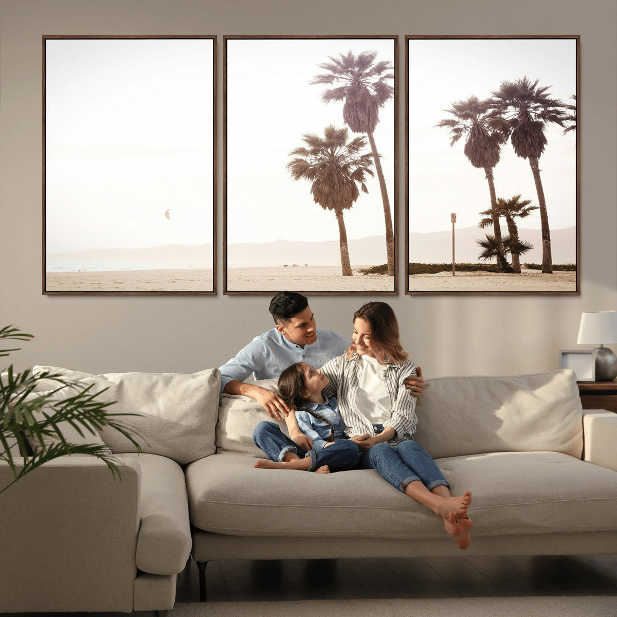 Coastal Light Wall Art Canvas Print, Framed Relaxing Shoreline Art, Minimalist Ocean Tropical Decor