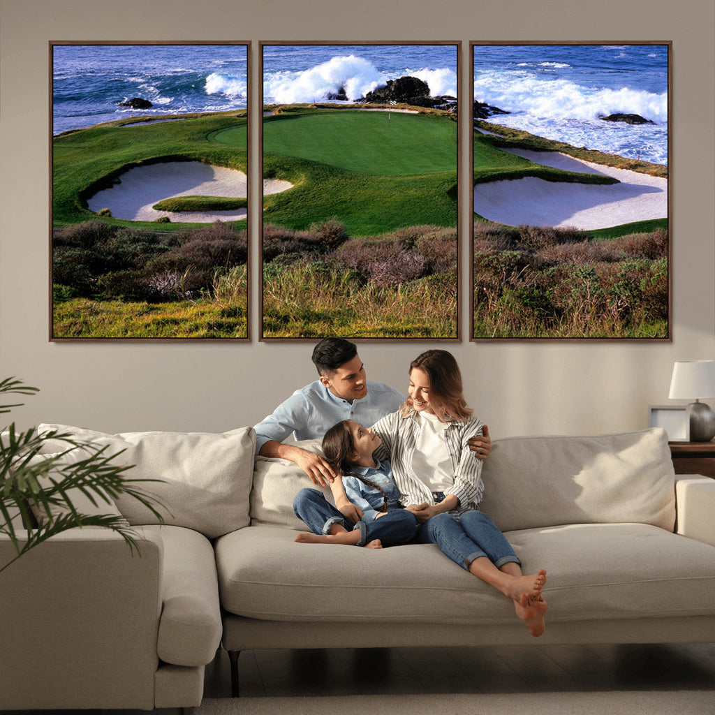 California Pebble Beach Golf Links Wall Art Canvas Print, Iconic Monterey Coastal Golf Course