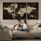 World Map Wall Art Canvas Print | Framed Travel Map Wall Art