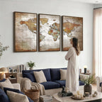 Vibrant Watercolor World Map Canvas Wall Art | Framed Travel Map