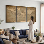 Dark World Map Canvas Print | Framed Travel Map Wall Art