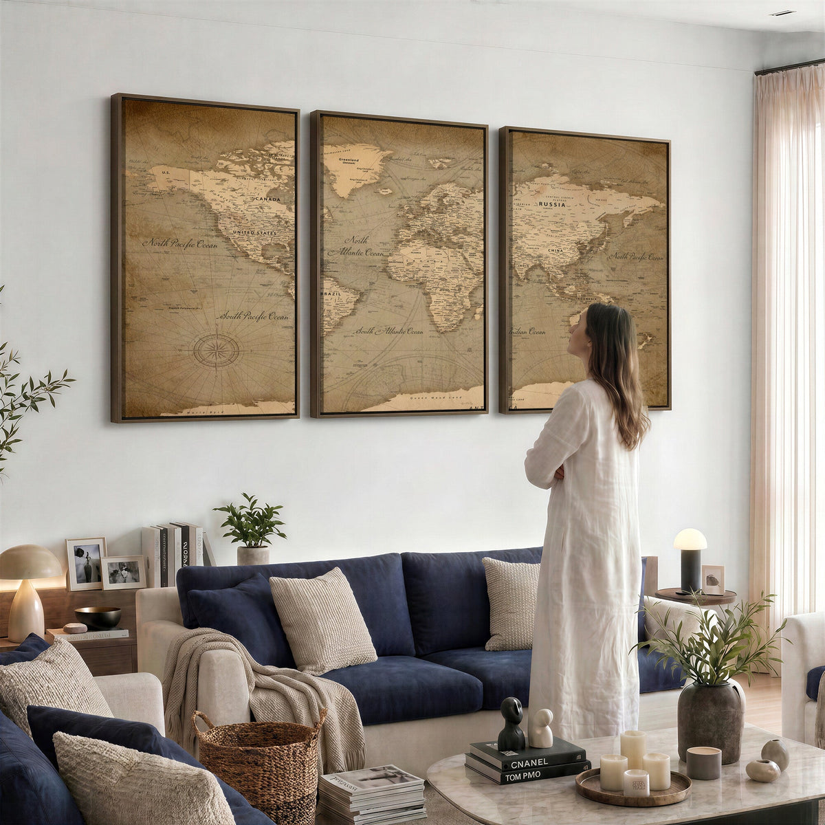 Dark World Map Canvas Print | Framed Travel Map Wall Art