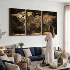 World Map Canvas Print, Modern Decorative Framed Map Artwork