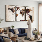 Blue Watercolor World Map Canvas Print | Framed Modern Wall Art