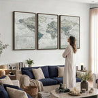 Neutral Vintage World Map Canvas Wall Art Print, Classic Map Artwork