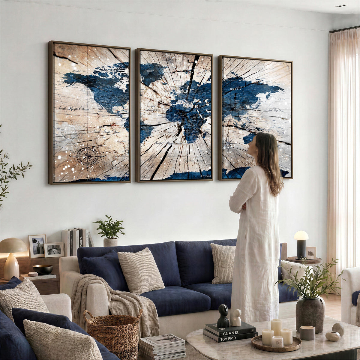 Rustic World Map Canvas Print | Framed Wall Art for Couples