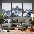 Snowy Mountain Range Canvas Print, Alpine Peaks Landscape Wall Art