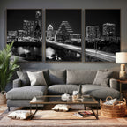 Austin Skyline Wall Art Canvas Print, Austin Downtown Night Cityscape