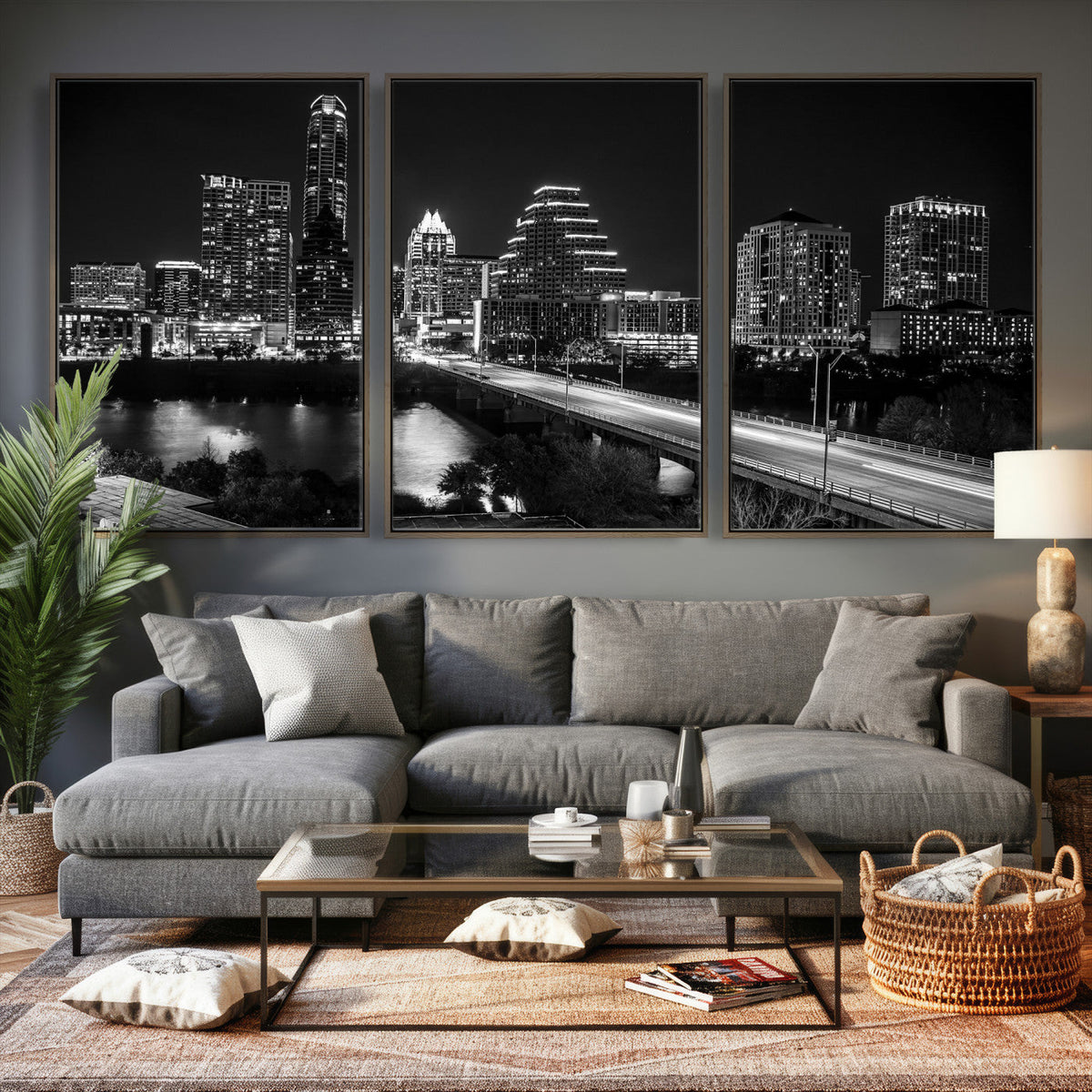 Austin Skyline Wall Art Canvas Print, Austin Downtown Night Cityscape