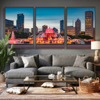 Chicago Wall Art Canvas Print - Chicago City Downtown Night Cityscape