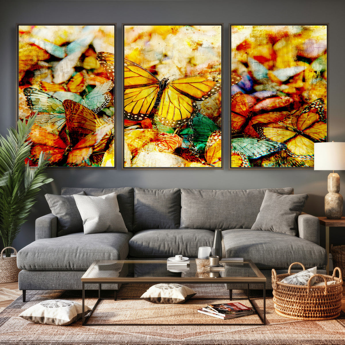 Butterfly Wall Art Canvas Print | Colorful Abstract Nature Artwork