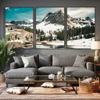 Snowy Mountain Wall Art Canvas Print, Alpine Pine Forest