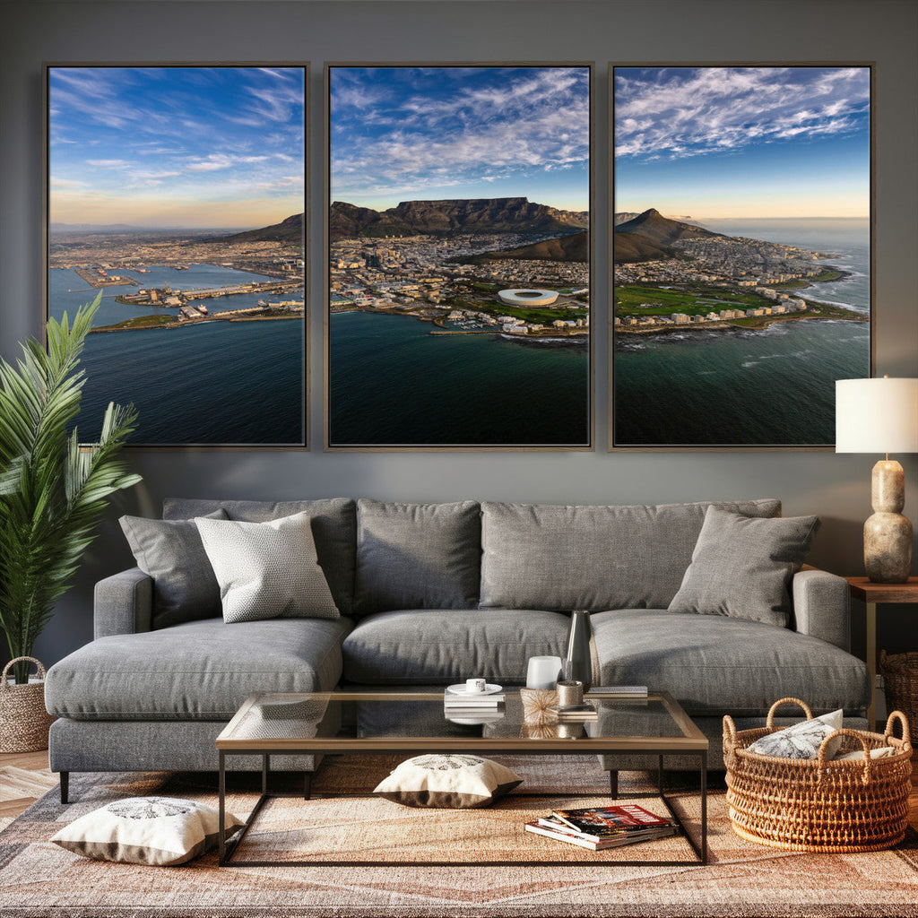 Cape Town Wall Art Canvas Print | Table Mountain Coastal Skyline Panorama