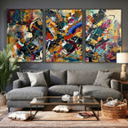 Geometric Abstract Wall Art Canvas Print, Orange Blue