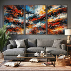 Lyrical Abstract Wall Art Canvas Print, Orange Blue Abstract