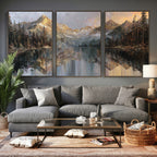 Drip Style Forest Lake Gold Art, Abstract Expressionist, Framed and Ready to Hang