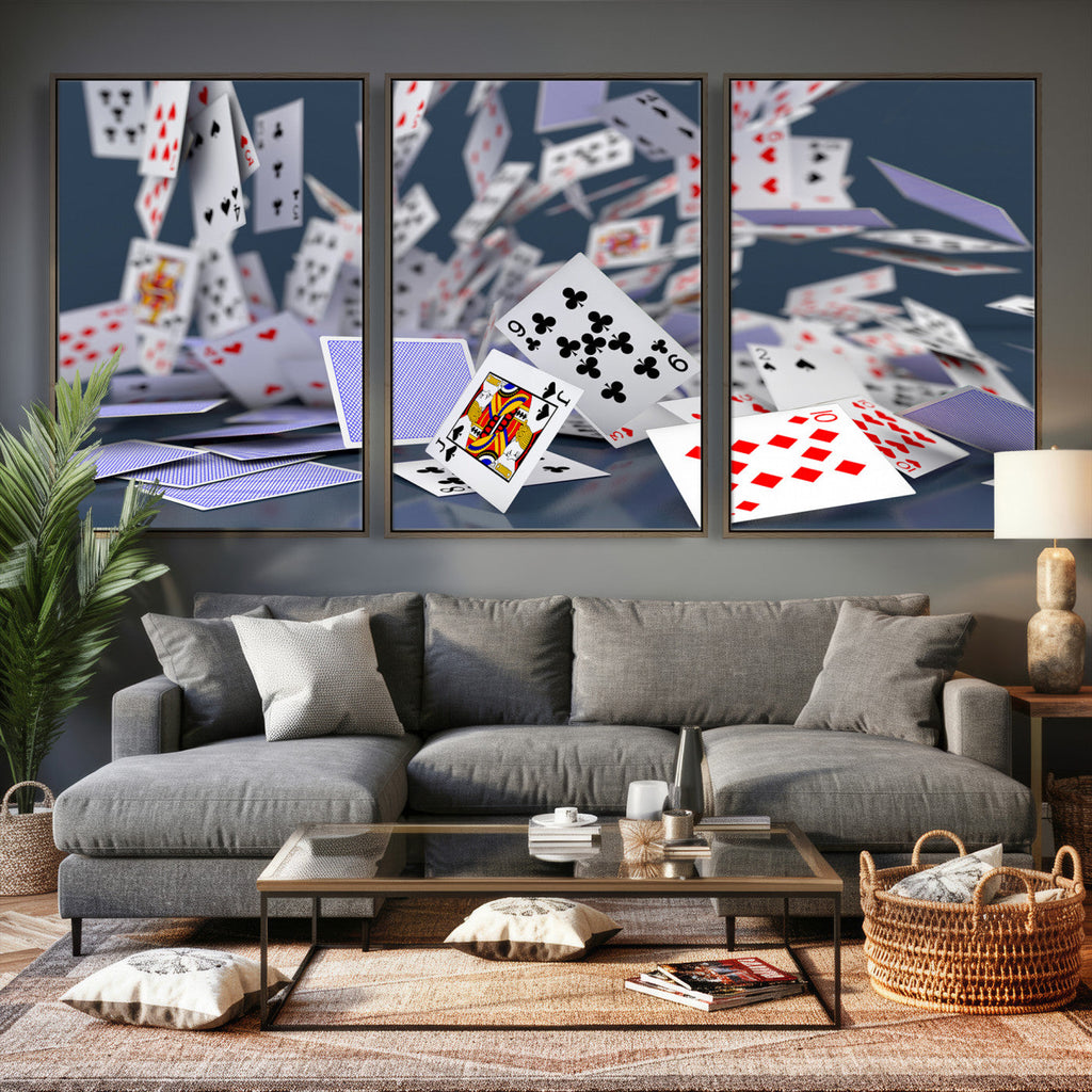Playing Cards Canvas Wall Art | Casino Game Room Decor