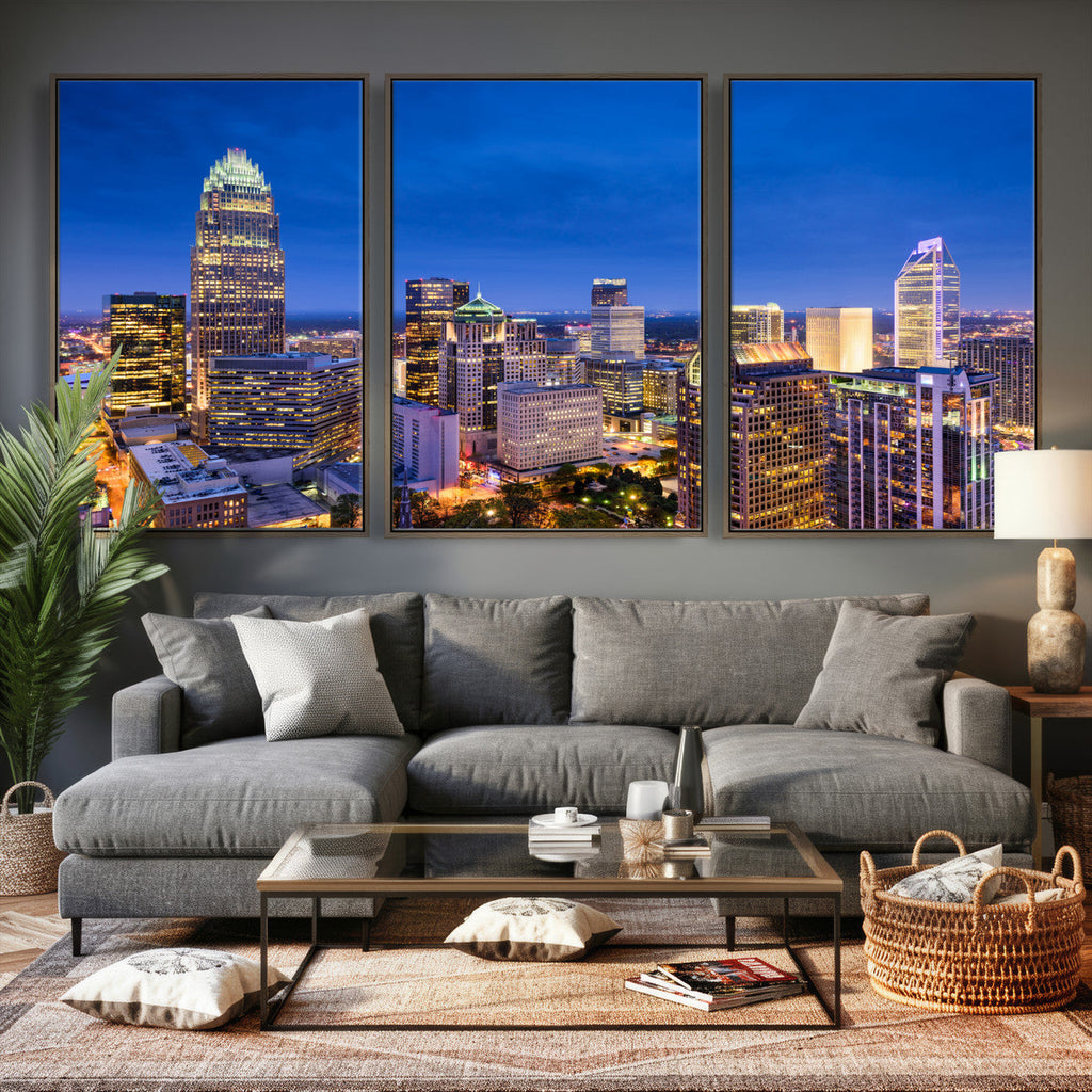 Charlotte Skyline Canvas Wall Art Print | North Carolina Cityscape