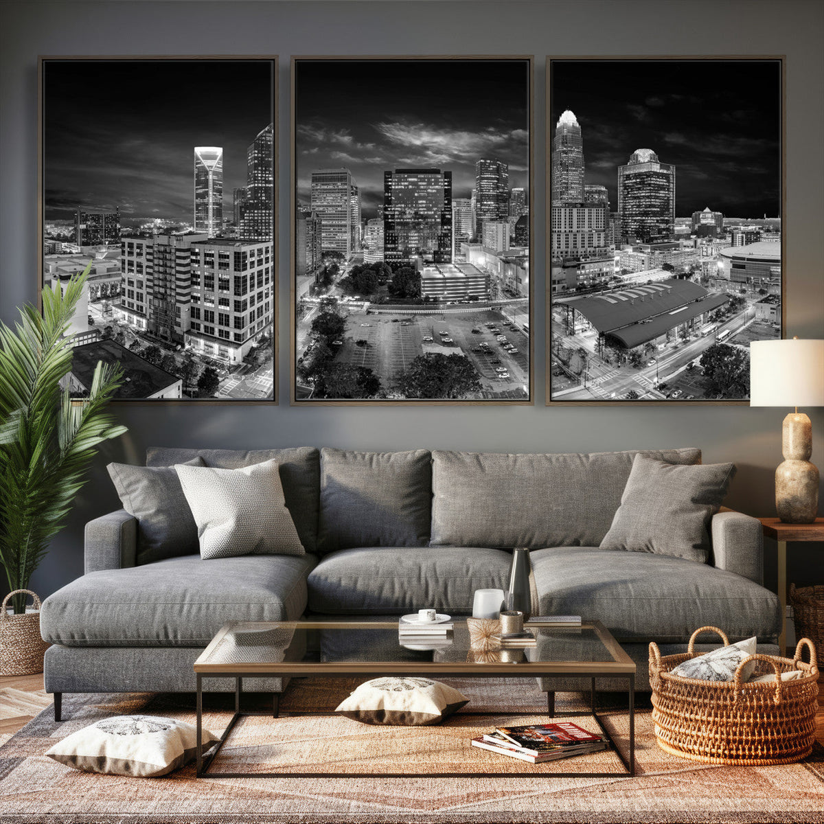 Charlotte Skyline Canvas Wall Art Print | North Carolina Cityscape