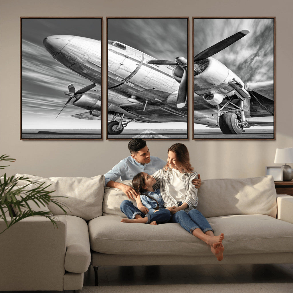 Vintage Airplane on Runway Canvas Print