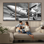 Vintage Airplane on Runway Canvas Print