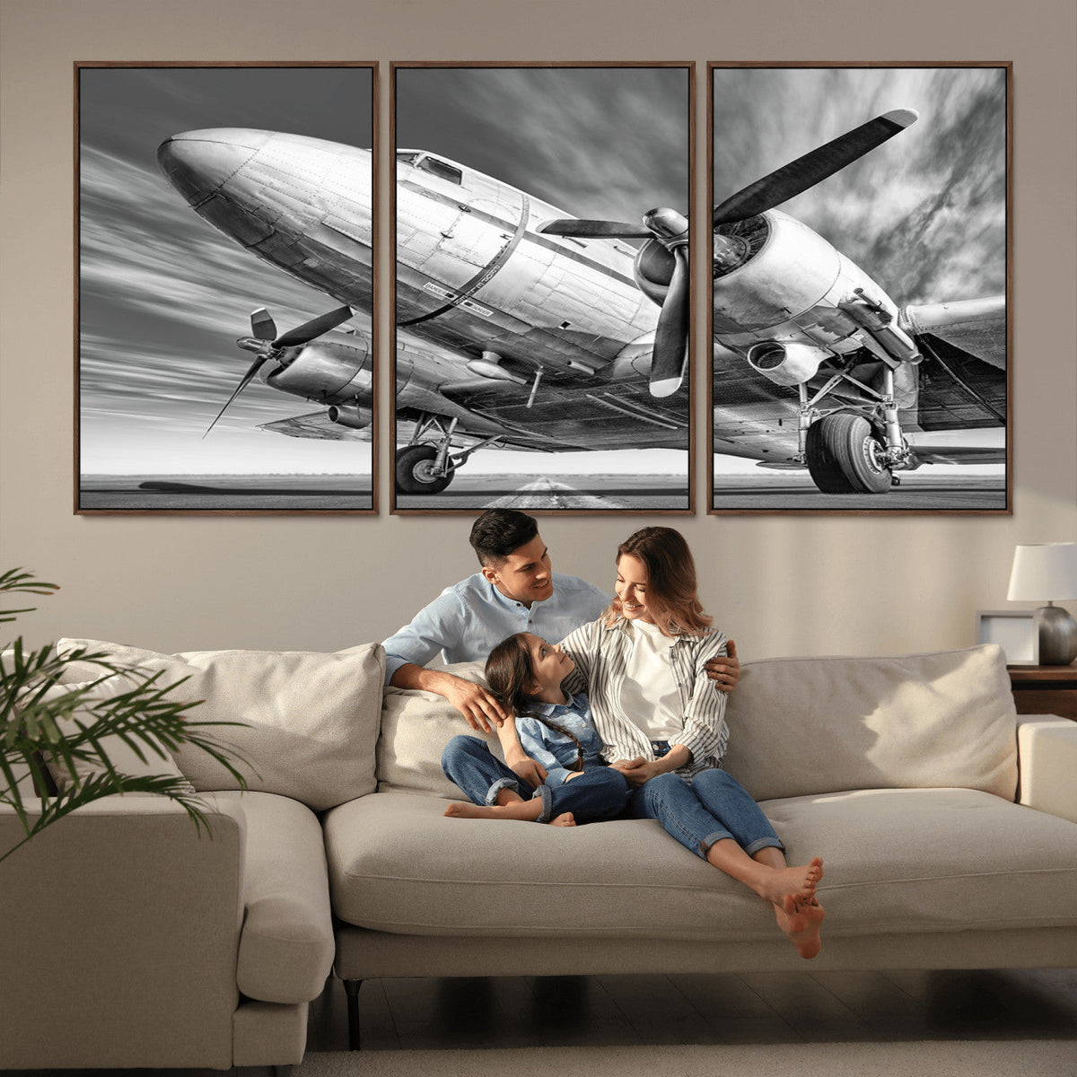 Vintage Airplane on Runway Canvas Print