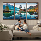 Crystal Clear Lake Wall Art | Mountains Wall Art Canvas | 3 Panel Landscape