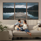 Wooden Bridge Near Lake Wall Art Canvas Print