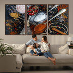 Spices and Seasonings Canvas Wall Art | Colorful Triptych Kitchen Decor