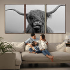 Texas Cow Wall Art Canvas, Texas Longhorn Cattle Canvas Print