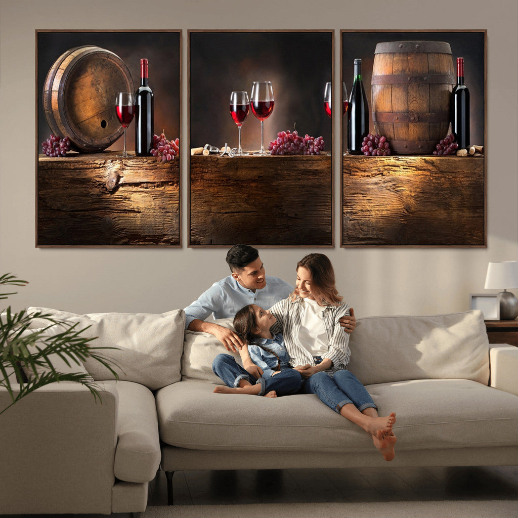 Wine and Barrels Wall Art Canvas Print
