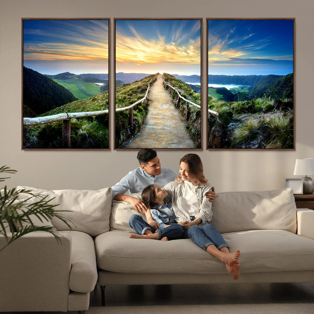 Mountain and Sunset Wall Art Canvas Print