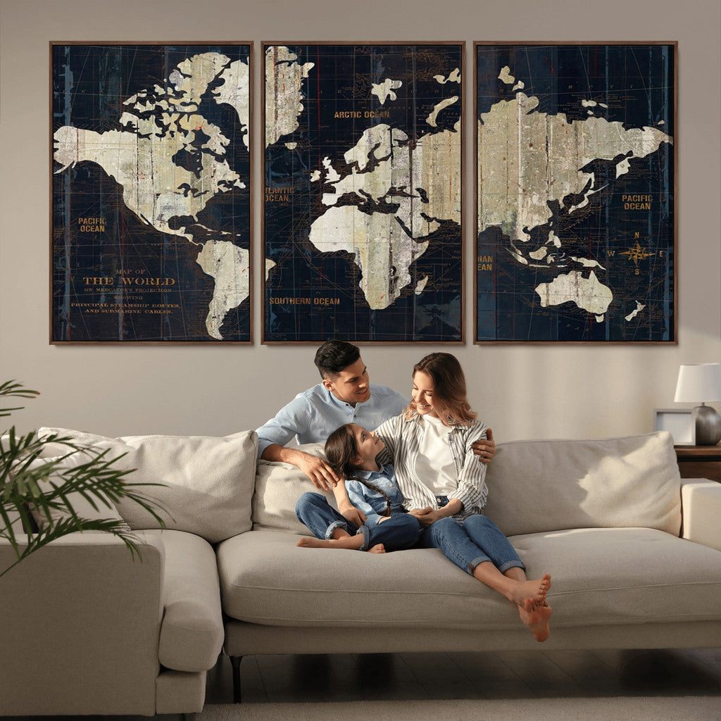 Antique Old World Map Wall Art Canvas Print