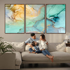Green Marble Fluid Effect Abstract Canvas Wall Art Print