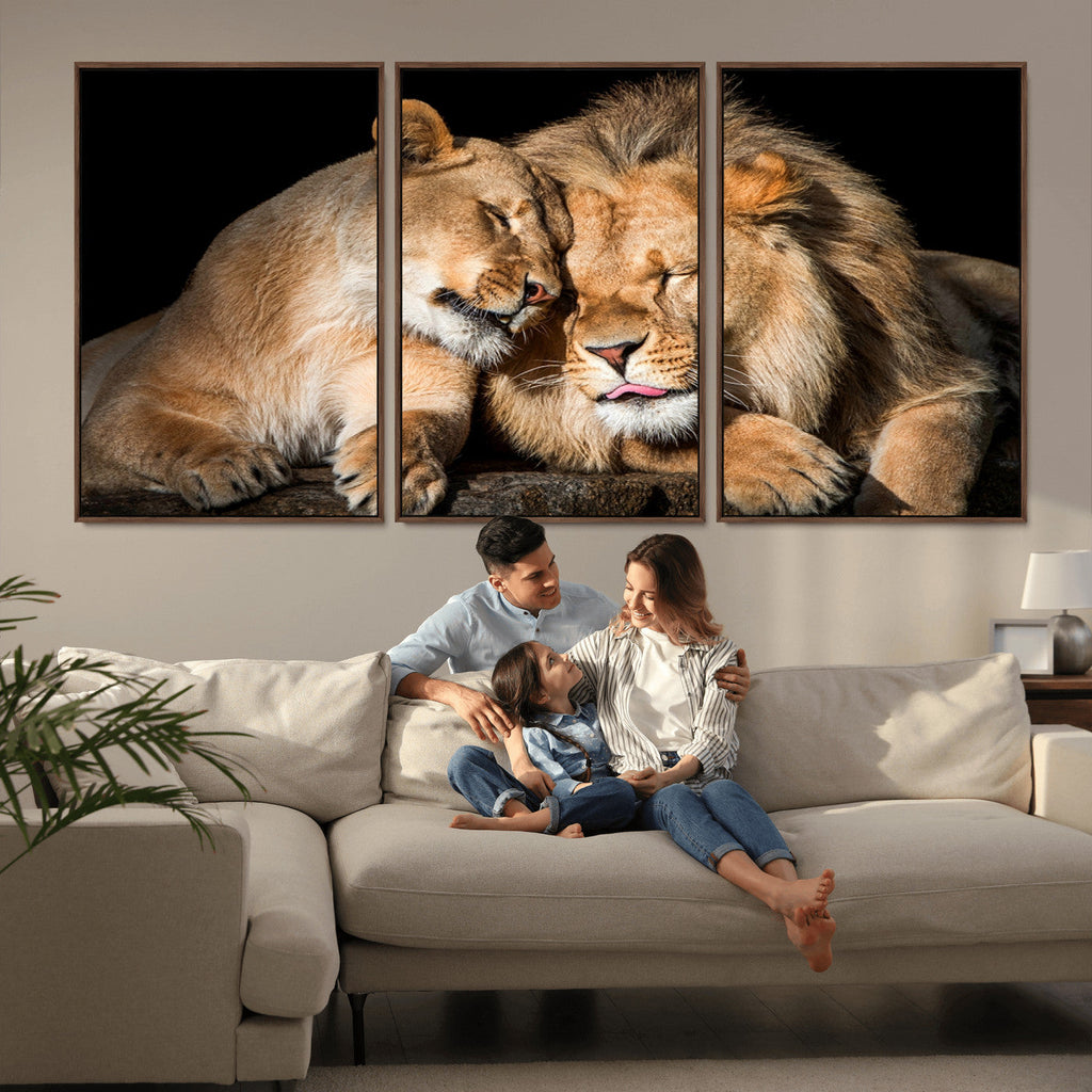 Lion and Lioness Wall Art Canvas Print | African Wildlife Animal Art