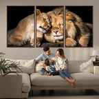 Lion and Lioness Wall Art Canvas Print | African Wildlife Animal Art