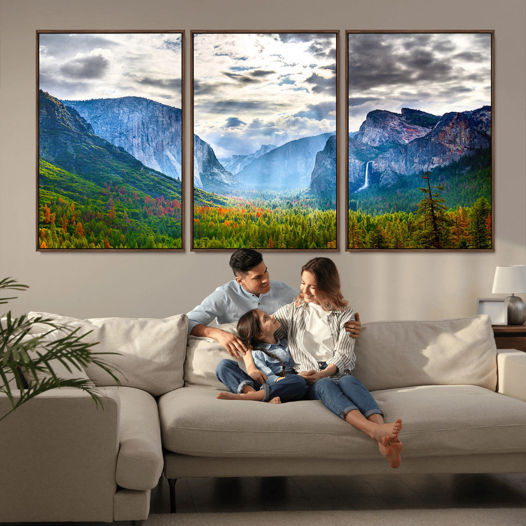 Yosemite Park Half Dome 3 Panel Canvas Print | Large Giclée Landscape Wall Art